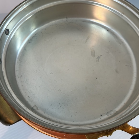 Vintage copper craft Guild double dish chaffing dish with wood handles - Picture 3 of 8